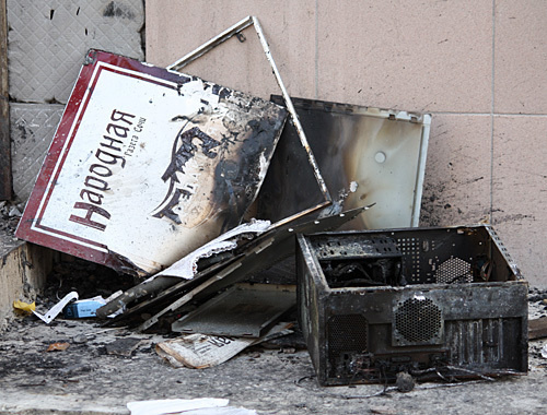 Последствие пожара в редакции "Народной газеты". Фото "Кавказского узла"