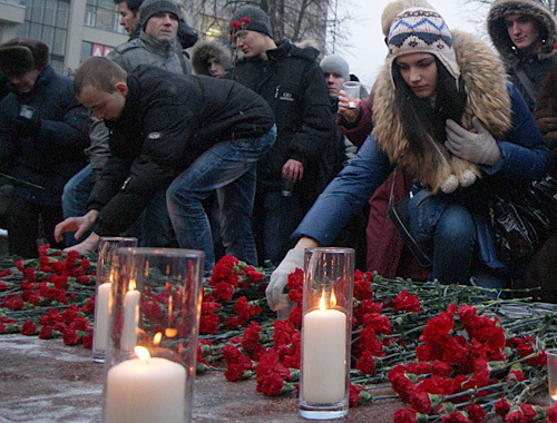 Акция памяти жертв теракта в аэропорту "Домодедово", Москва, 27 января 2011 года. Фото "Кавказского узла"