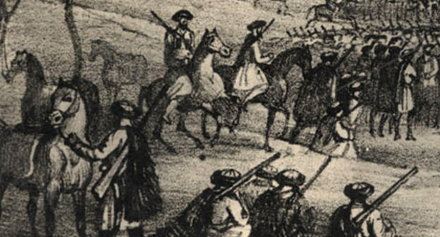 Фрагмент рисунка "Круговой сбор черкесского войска", 1840 год. Источник: http://circassiangenocide.org