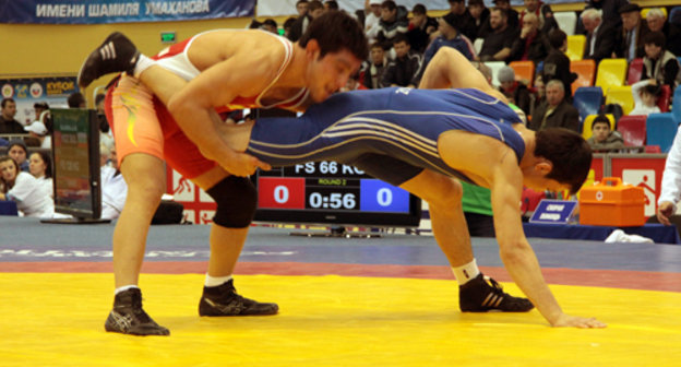 Предварительные поединки Кубка мира по вольной борьбе во Дворце спорта имени Али Алиева, Махачкала, Дагестан. 19 марта 2011 г. Фото "Кавказского узла"