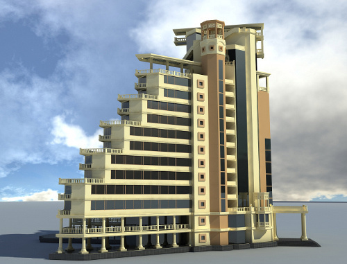 Проект будущего пятизвездного отеля в муниципалитете Кобулети в Аджарии, строительство которого должно быть закончено к 1 февраля 2014 г.  Изображение с сайта министерства финансов и экономики Автономной Республики Аджария http://mofea.ge