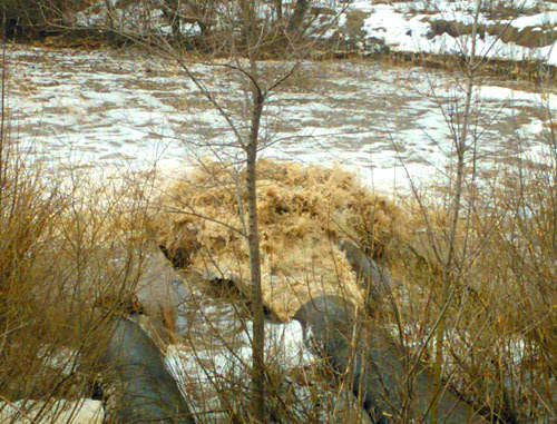 Сброс воды на Городском пруду города Миллерово. Фото: millerovo161.ru
