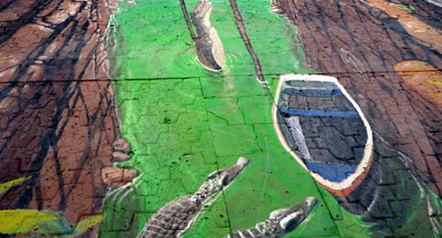 Объемная картина немецкого художника Николая Арндта на площади Шарля Азнавура в Ереване. 26 июня 2012 г. Фото Армине Мартиросян для "Кавказского узла"