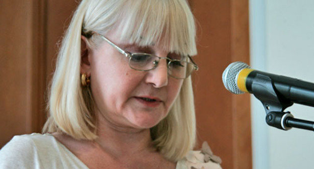 Марьям Яндиева во время "круглого стола" на тему "Ингуши в годы Великой Отечественной войны 1941-1945 гг. Люди и судьбы" . Москва, 26 июня 2012 г. Фото Татьяны Гантимуровой для "Кавказского узла"