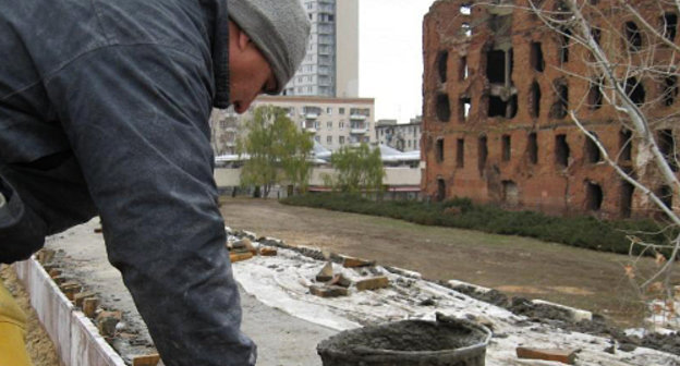 Антиаварийные работы на объектах музея-панорамы "Сталинградская битва". Волгоград, 29 ноября 2012г. Фото Вячеслава Ященко для "Кавказского узла"