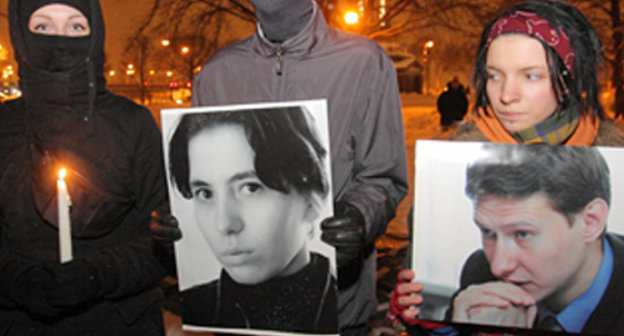 Митинг антифашистов 19 января 2011 года у Соловецкого камня в Москве. Фото: http://sensusnovus.ru