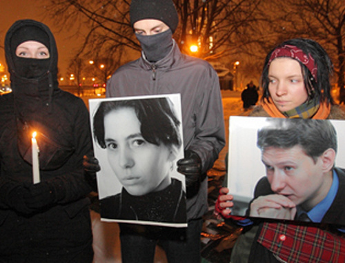 Митинг антифашистов 19 января 2011 года у Соловецкого камня в Москве. Фото: http://sensusnovus.ru