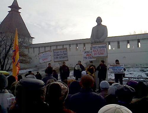 Митинг, посвященный проблемам ЖКХ, в Астрахани. 20 января 2012 г. ФОто Елены Гребенюк для "Кавказского узла"