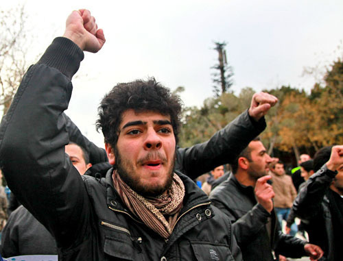 Акция протеста в поддержку жителей Исмаиллы. Баку, 26 января 2013 г. Фото Азиза Каримова для "Кавказского узла"