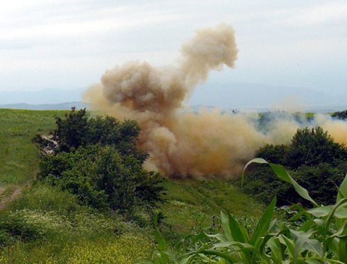 Взрыв в лесополосе. Фото пресс-службы УФСБ по республике Ингушетия