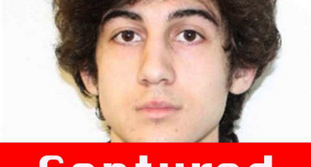 Портрет Джохара Цорнаева с надписью "Захвачен" на сайте ФБР, http://www.fbi.gov