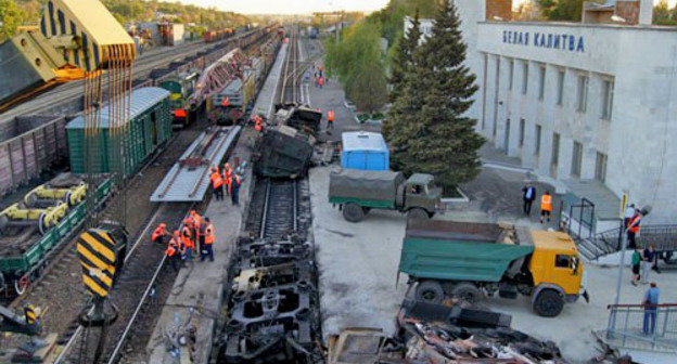 Устранение последствий аварии на станции Белая Калитва. Ростовская область, 10 мая 2013 г. Фото http://www.kalitva.ru/