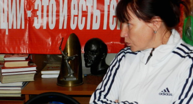 Участница голодовки многодетных родителей Елена Самошина. Волгоград. 26 сентября 2013 г. Фото Татьяны Филимоновой для "Кавказского узла"