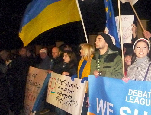 Тбилиси, 23 января 2014 г. Акция в поддержку участников Евромайлана. Фото Анны Коноплевой для "Кавказского узла"