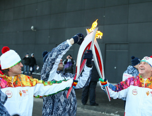 Эстафета олимпийского огня в Краснодаре 4 февраля 2014 г. Фото: Официальный сайт главы муниципального образования город Краснодар, http://www.glava.krd.ru/news/1549