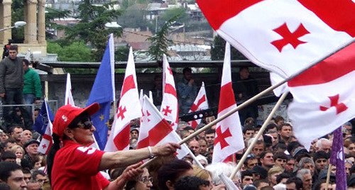 Участники акции "Единого национального движения". Тбилиси, 27 марта 2013 г. Фото Эдиты Бадасян для "Кавказского узла"