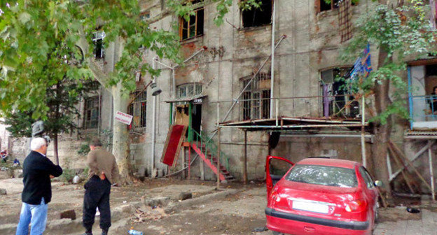 Фасад сгоревшего общежития. Тбилиси, 5 октября 2014 г. Фото Инны Кукуджановой для "Кавказского узла"