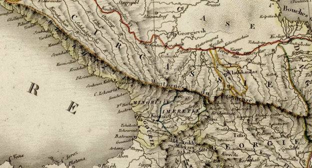 Карта Кавказа. 1824. Vivien de Saint-Martin, Louis, (1802-1897). Фото https://ru.wikipedia.org