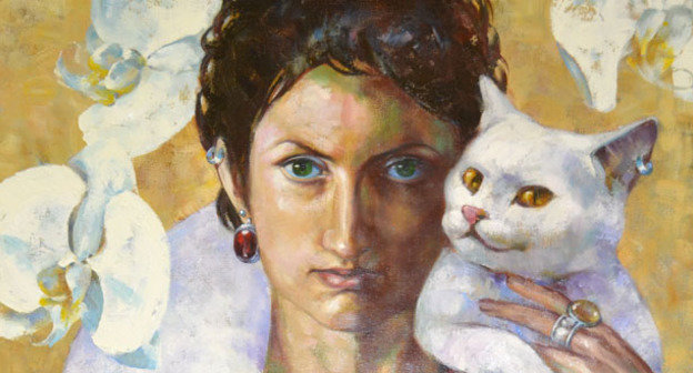 Автопортрет Натальи Тихомировой представленный на выставка художников Тихомировых "Превосходство". Сочи, 17 октября 2014 г. Фото Светланы Кравченко для "Кавказского узла"