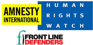 Логотип международных правозащитных организаций Human Rights Watch, Amnesty International и Front Line Defenders. Коллаж "Кавказского узла"
Логотип международных правозащитных организаций Human Rights Watch, Amnesty International и Front Line Defenders. Коллаж "Кавказского узла"