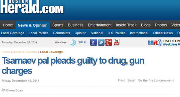 Скрин-шот страницы сайта BostonHerald.com, освещающего судебный процесс по делу Джохара Царнаева. Фото: https://bostonherald.com/