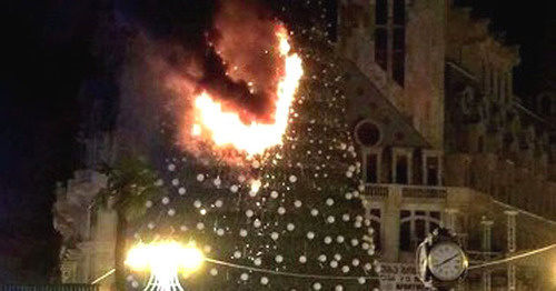 Новогодняя елка Батуми, установленная на площади Аргонавтов сгорела из-за короткого замыкания. Фото http://newsgeorgia.ru/