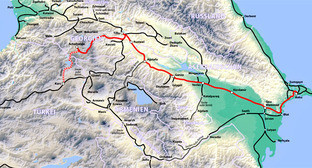 Карта железной дороги Баку - Тбилиси - Карс. Фото: Maximilian Dörrbecker (Chumwa)https://ru.wikipedia.org/ Карта железной дороги Баку - Тбилиси - Карс. Фото: Maximilian Dörrbecker (Chumwa)https://ru.wikipedia.org/