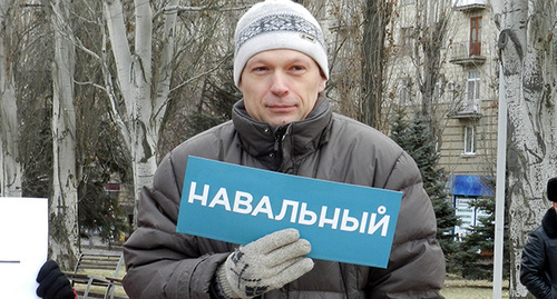 Участник акции сторонников Навального в Волгограде, декабрь 2014. Фото Татьяны Филимоновй для "Кавказского узла"