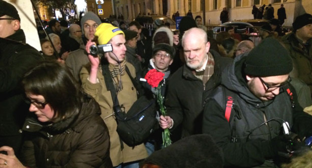 Акция памяти в день убийства адвоката Станислава Маркелова и журналистки "Новой газеты" Анастасии Бабуровой. Москва, 19 января 2015 г. Фото Юлии Буславской для "Кавказского узла"