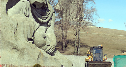 Фрагмент композиции музея "Сталинградская битва" во время реконструкции. Фото Татьяны Филимоновой для "Кавказского узла" 