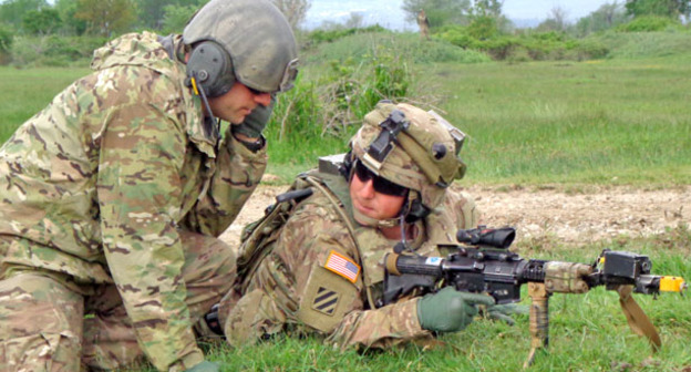 На полигоне в Вазиане началась активная фаза грузино-американских военных учений "Достойный партнер". 17 мая 2015 г. Фото Инны Кукуджановой для "Кавказского узла"