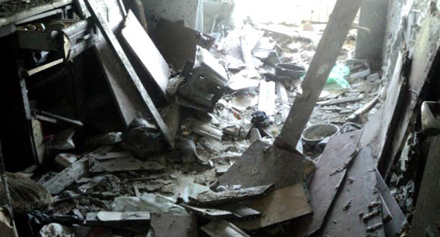 Квартира, разрушенная в ходе спецоперации. Нальчик, 24 июля 2015 г. Фото Людмилы Маратовой для "Кавказского узла"