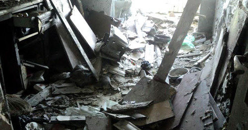 Квартира, разрушенная в ходе спецоперации. Нальчик, 24 июля 2015 г. Фото Людмилы Маратовой для "Кавказского узла"