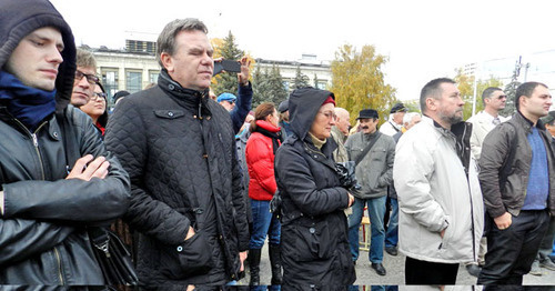 Митинг против повышения аренды за мастерские в Волгограде. 27 октября 2015 г. Фото Татьяны Филимоновой для "Кавказского узла"