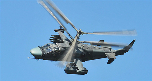 Всепогодный боевой вертолет Ка-52. Фото:  http://function.mil.ru/news_page/country/more.htm?id=12070423@egNews