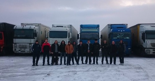 Участники акции волгоградских дальнобойщиков в Подмосковье. 5 ноября 2015 года. Фото: Ulianov24.livejournal.com