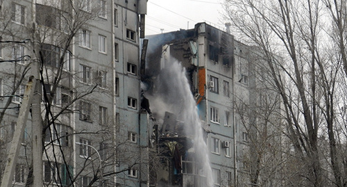 Тушение пожара после взрыва в Волгограде. Фото Татьяны Филимоновой для "Кавказского узла"