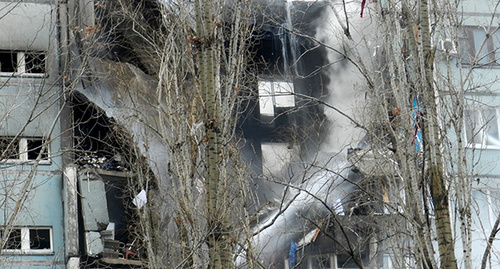 Разрушенный продет подъезда дома в Волгограде. Фото Татьяны Филимоновой для "Кавказского узла"