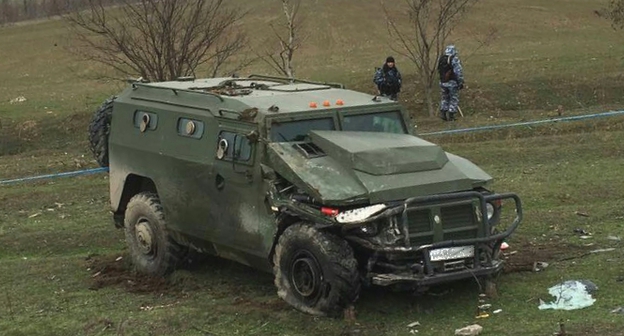Бронеавтомобиль "Тигр" после аварии. 23 января 2015 года. Фото: Vk.com/dagestan_today