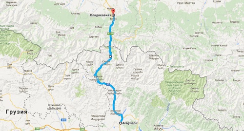 Участок дороги от Владикавказа до Арагвиспири. Фото: Google Maps