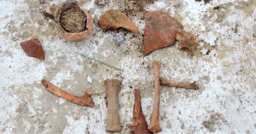 Артефакты, найденные правозащитниками на месте котлована под фундамент храма, относятся к концу XIX века. Фото предоставлено Евгением Кругловым