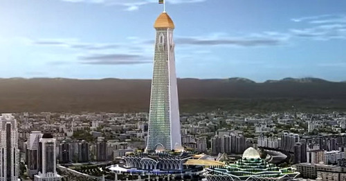 Проект 400-метрового небоскреба "Ахмат" в Грозном. Фото пользователя Моя Чечня https://www.youtube.com