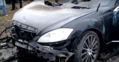 Взорванный автомобиль в Назрани. 11 марта 2016 г. Кадр из видео "Кавказского узла"