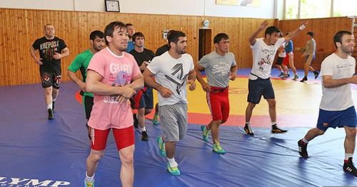 Спортсмены сборной Дагестана по вольной борьбе во время тренировки. Фото http://www.riadagestan.ru/