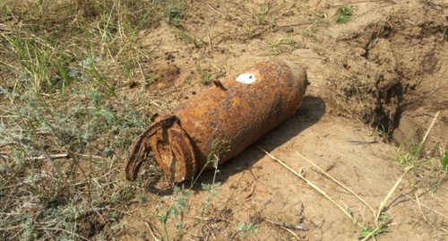 Бомба, обнаруженная в Городищенском районе Волгоградской области 29 июля 2016 года. Фото: 34.mchs.gov.ru