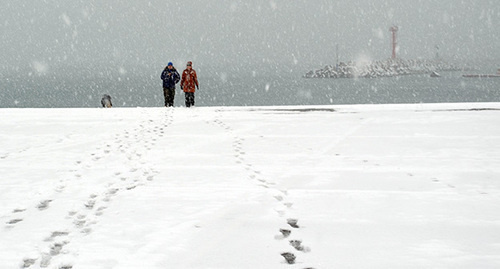 Сочи во время снегопада. Фото Светланы Кравченко для "Кавказского узла"