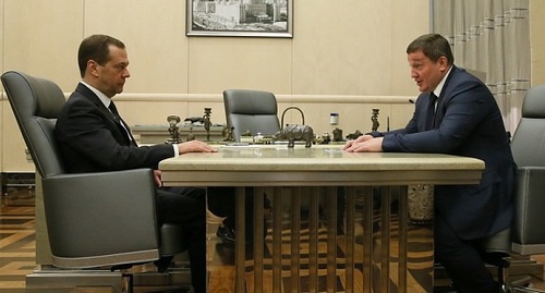 Андрей Бочаров на встрече с премьер-министром России Дмитрием Медведевым. Москва, 2 марта 2017 года. Фото: http://www.volgograd.ru/gubernator/tekush/134054/