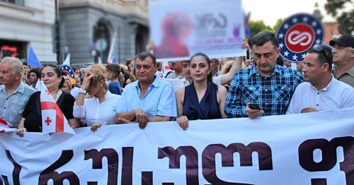 Шествие против ксенофобии, организованное оппозиционной парламентской партией "Европейская Грузия". Тбилиси, 23 июля 2017 г. Фото Инны Кукуджановой для "Кавказского узла"