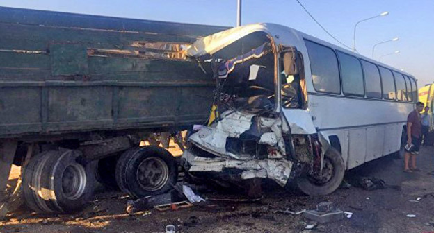 ДТП с автобусом на Кубани. 27 июля 2017 г. Фото : предоставлено пресс-службой ГУ МВД по Краснодарскому краю