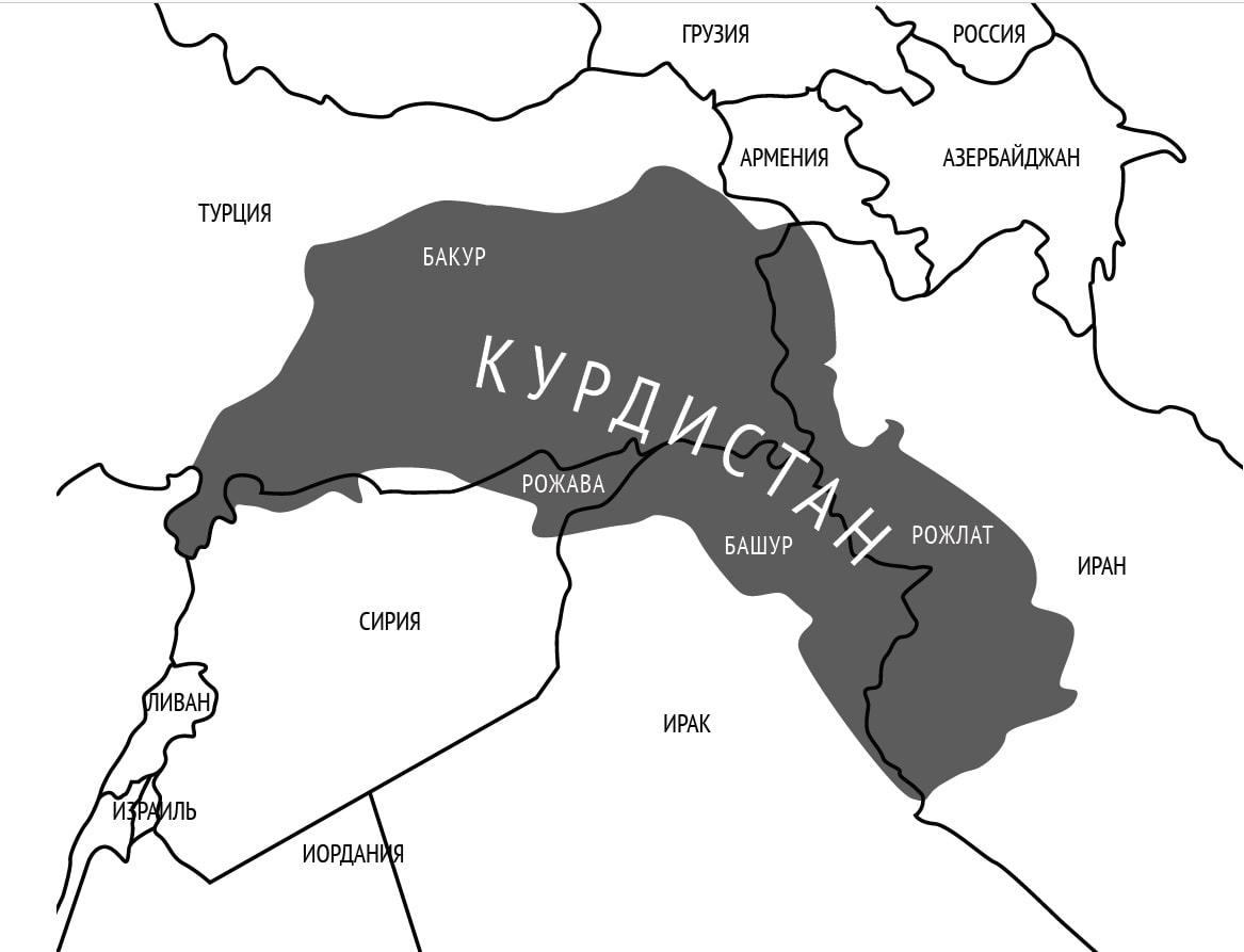 Карта из книги «Жизнь без государства: революция в Курдистане»